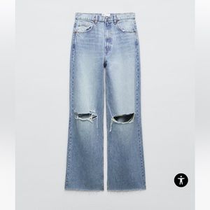 Zara Wide Leg Ripped Jeans